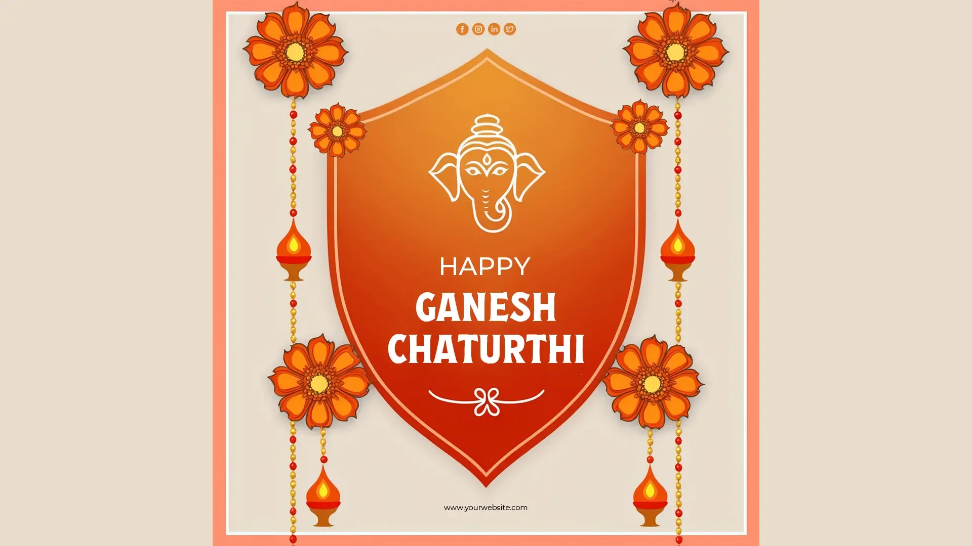 Ganesh Chaturthi Instagram Post Featuring Floral and Shield Design image